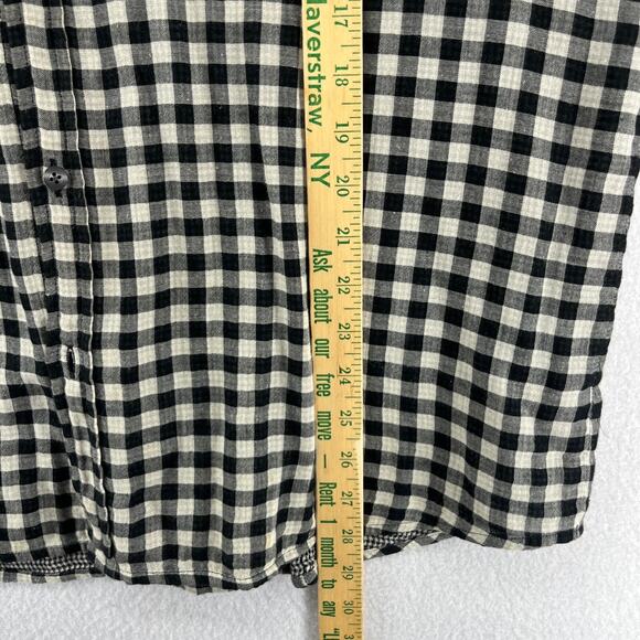 THEORY Shirt Mens XL Cotton Wool Gauze Gingham Check Button Up Double Face Black - Picture 15 of 16